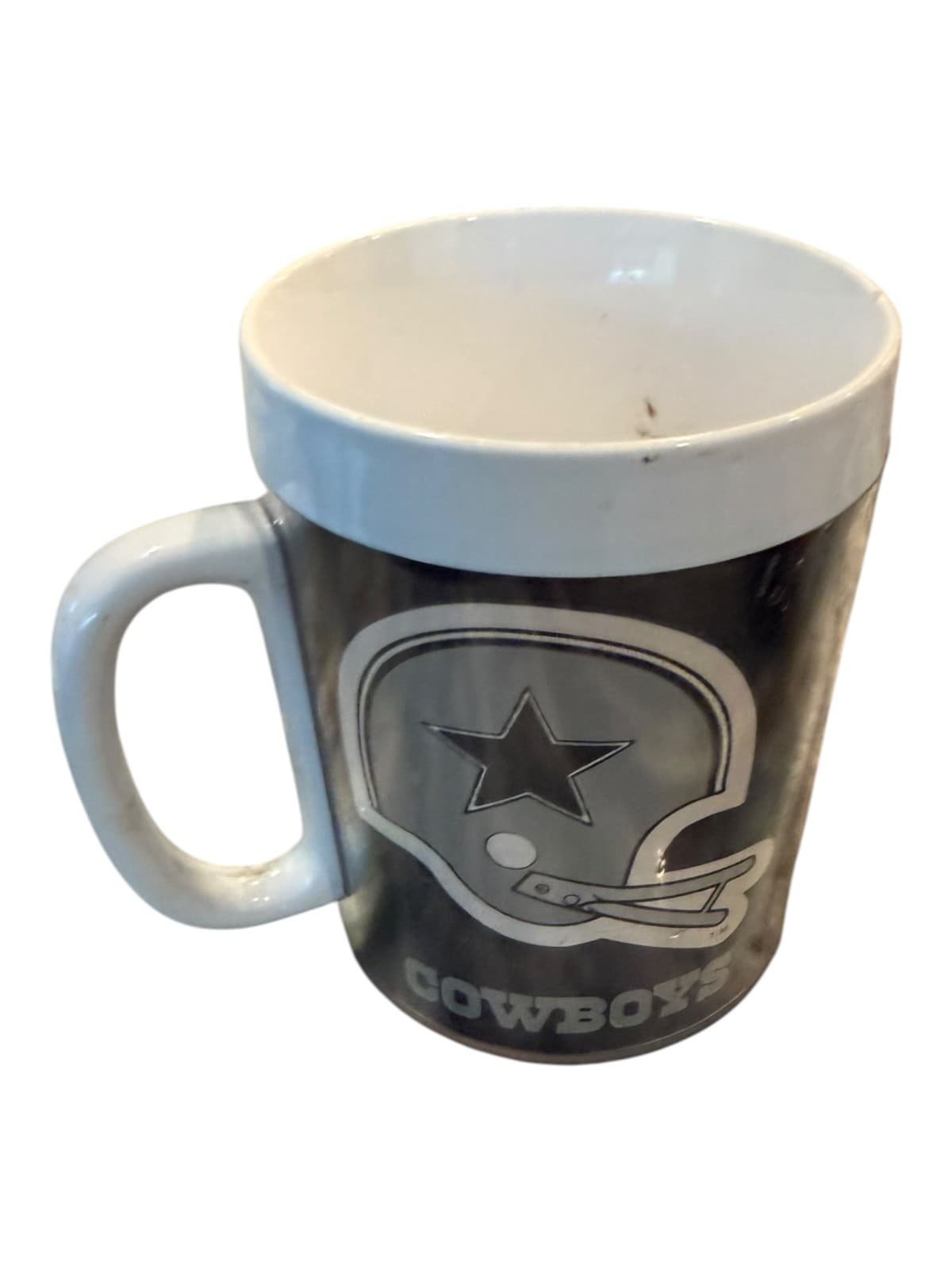 Vintage Dallas Cowboys White/Black Thermo-Serv Insulated Mug - Thumbnail 2