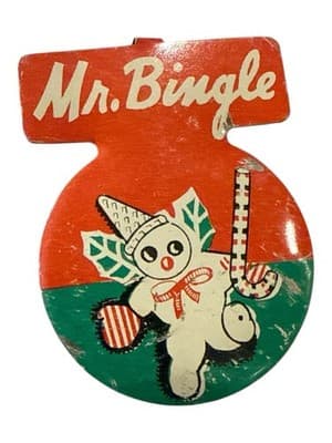 Vintage 1950s-60s Mr. Bingle Litho Pinback Button by L.J. Imber Co., Chicago - Thumbnail 2