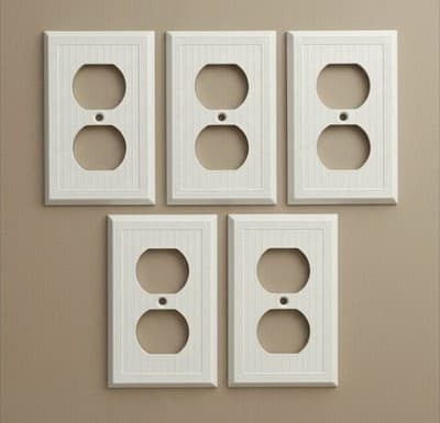5 Vintage Art Deco Ivory Phenolic Duplex Outlet Covers NOS Meritline - Image 1