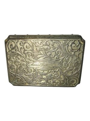 Antique Engraved Silverplate Trinket Box w/ Original Note Provenance - Thumbnail 3