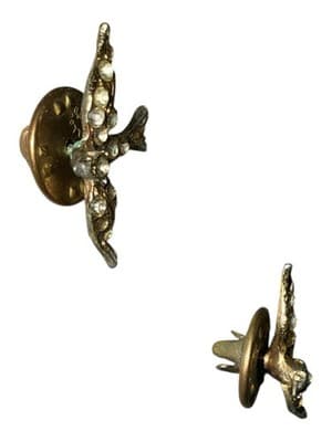 Vintage Rhinestone Bird Lapel Pins Gold Tone Screw Back Set of 2 - Thumbnail 5