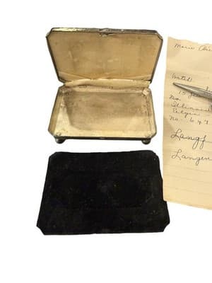 Antique Engraved Silverplate Trinket Box w/ Original Note Provenance - Thumbnail 7
