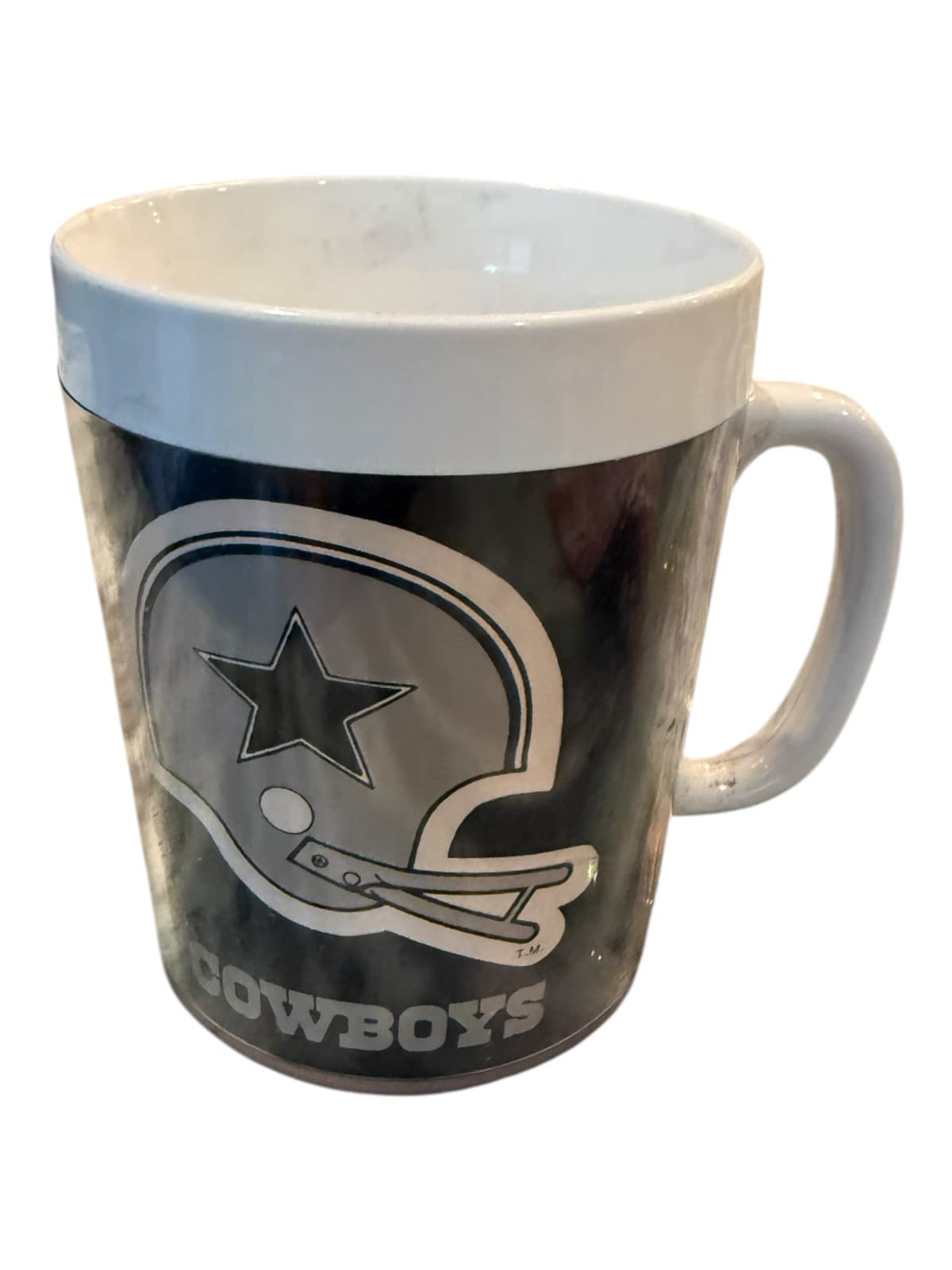 Vintage Dallas Cowboys White/Black Thermo-Serv Insulated Mug - Image 1