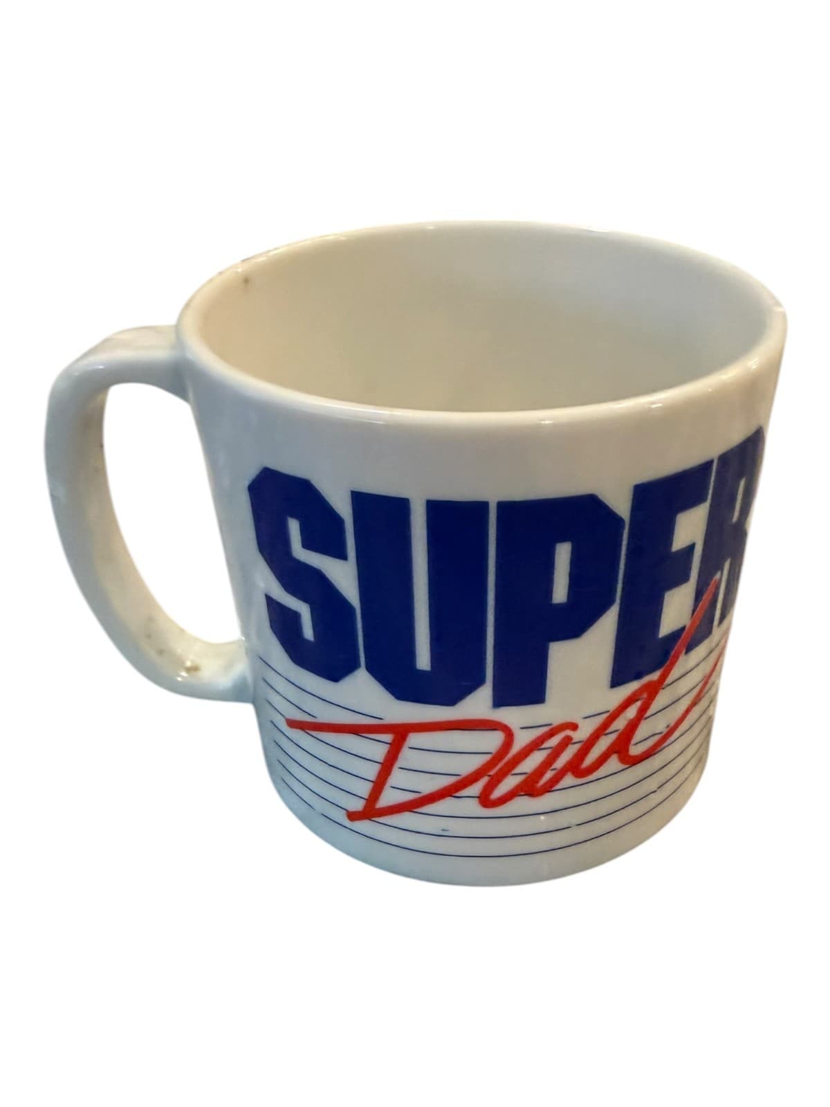 Vintage Super Dad White Blue Red Ceramic Coffee Mug - Thumbnail 2