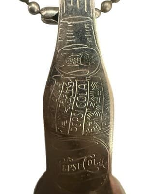 Vintage Pepsi-Cola Bottle Opener w/ Pocket Knife on Ball Chain Keychain - Thumbnail 5