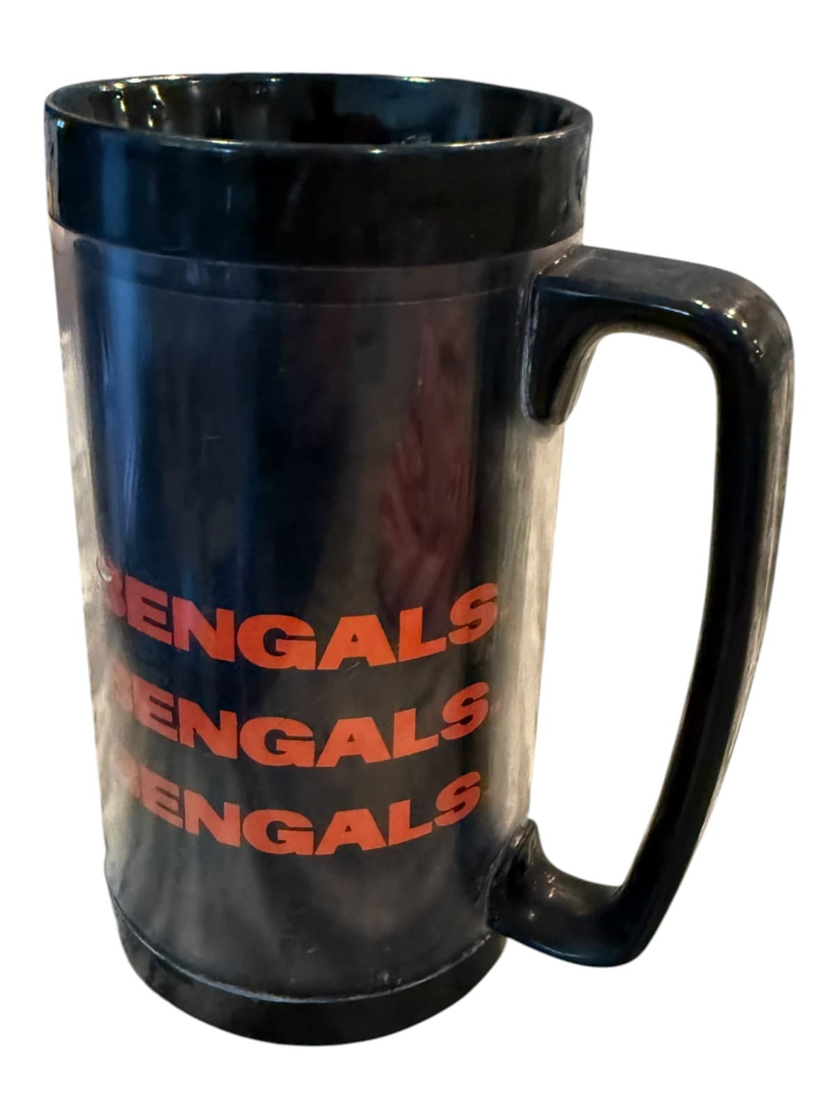 Vintage Cincinnati Bengals Helmet Logo Black/Orange Thermo Serv Plastic Mug - Thumbnail 3