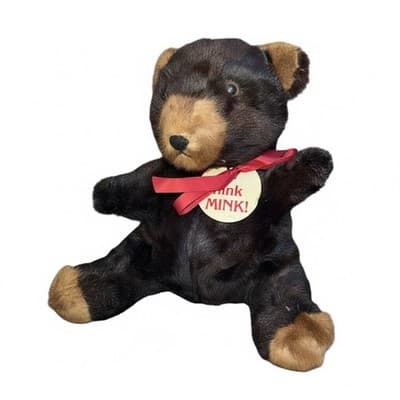 Vintage Real Mink Fur Teddy Bear Costa Mesa Furs Think MINK Tag - Image 1