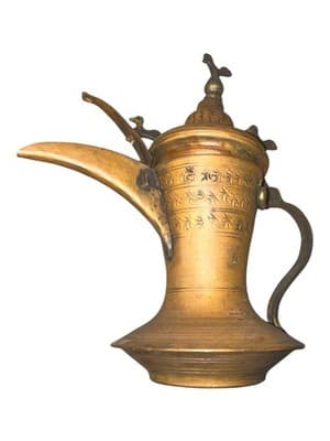 Vintage Brass Dallah Coffee Pot Middle Eastern Arabic Teapot Etched - Thumbnail 4