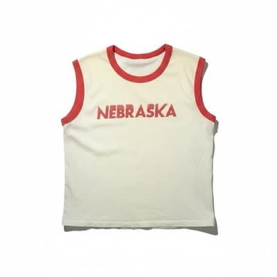 Vintage 80s Nebraska Cornhuskers Ringer Tank Top White/Red “NEBRASKA” - Image 1