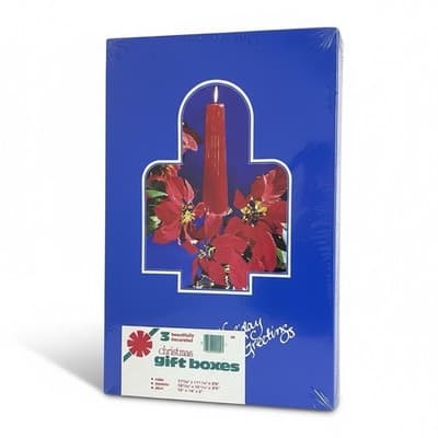 Sealed Vintage Christmas Gift Boxes Set of 3 Poinsettia Holiday Decor NOS - Image 1