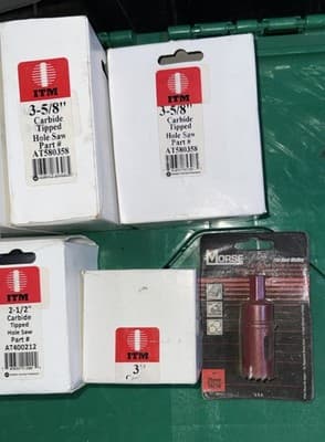 Lot of 8 Carbide Tipped Hole Saws ITM Morse Mixed Sizes 2-1/2 3 3-5/8 4-3/8 - Thumbnail 2