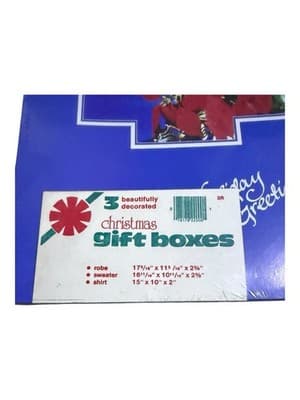 Sealed Vintage Christmas Gift Boxes Set of 3 Poinsettia Holiday Decor NOS - Thumbnail 4