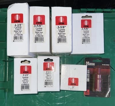 Lot of 8 Carbide Tipped Hole Saws ITM Morse Mixed Sizes 2-1/2 3 3-5/8 4-3/8 - Image 1