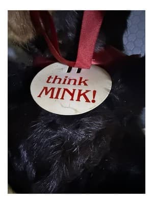Vintage Real Mink Fur Teddy Bear Costa Mesa Furs Think MINK Tag - Thumbnail 6
