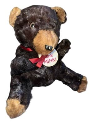 Vintage Real Mink Fur Teddy Bear Costa Mesa Furs Think MINK Tag - Thumbnail 11