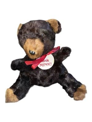 Vintage Real Mink Fur Teddy Bear Costa Mesa Furs Think MINK Tag - Thumbnail 12
