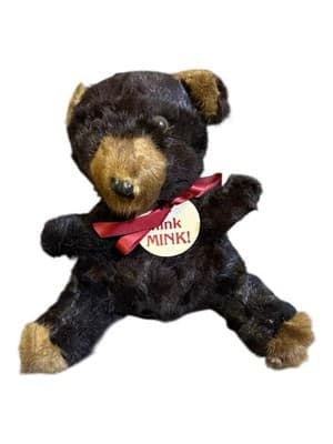Vintage Real Mink Fur Teddy Bear Costa Mesa Furs Think MINK Tag - Thumbnail 13