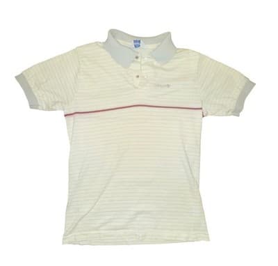 Vintage 80s Adidas Stanford Polo Shirt Cream/Red Embroidered Medium - Image 1