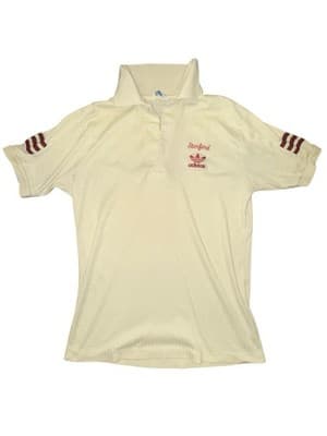 Vintage 80s Adidas Stanford Polo Shirt Cream/Red Embroidered Medium - Image 1