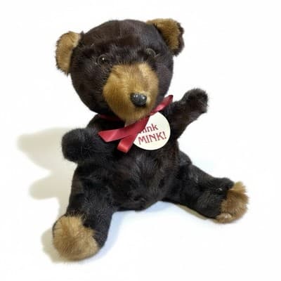 Vintage Real Mink Fur Teddy Bear Costa Mesa Furs Think MINK Tag - Thumbnail 3