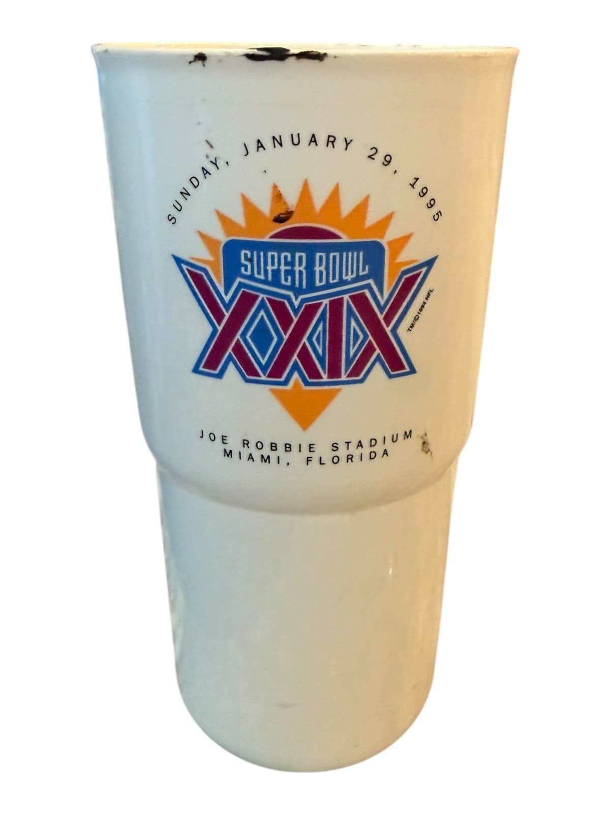 Vintage Tupperware Jan 29 1995 Super Bowl XXIX Miami Florida Tumbler Cup - Image 1