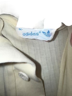 Vintage 80s Adidas Stanford Polo Shirt Cream/Red Embroidered Medium - Thumbnail 4