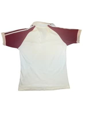 Vintage 80s Adidas Stanford Polo Shirt Cream/Red Embroidered Medium - Thumbnail 2