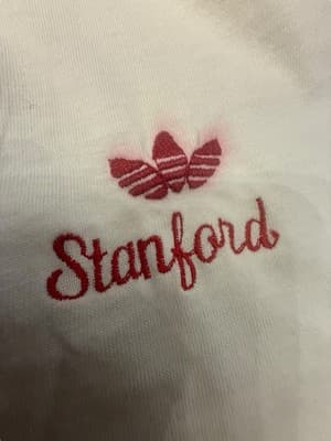 Vintage 80s Adidas Stanford Polo Shirt Cream/Red Embroidered Medium - Thumbnail 4