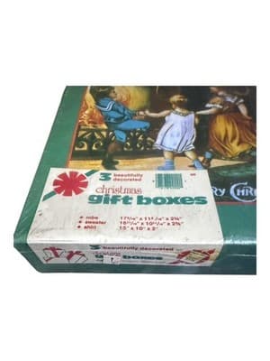 Sealed Vintage Christmas Gift Boxes Set of 3 Holiday Decor NOS - Thumbnail 2