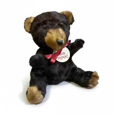 Vintage Real Mink Fur Teddy Bear Costa Mesa Furs Think MINK Tag - Thumbnail 2