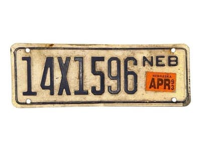 Nebraska 1993 Trailer License Plate Man Cave Decor Vintage Clay Co Collector - Image 1