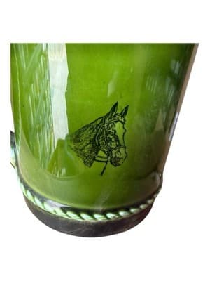 RB Green Pottery Mug Horse Rope Handle Vintage - Thumbnail 6