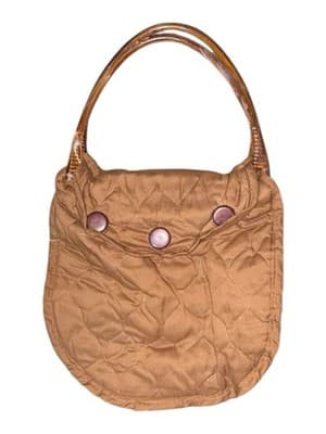 Boho Retro Quilted Lucite Bakelite Handles Purse Satchel Tote Bag Vintage - Thumbnail 3