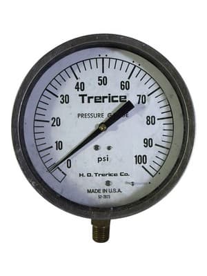 Vintage H.O. Trerice 0-100 PSI Pressure Gauge Bottom Mount Made in USA - Image 1
