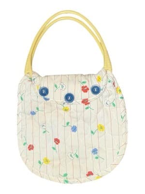 Vintage Floral Quilted Handbag Purse Blue Buttons Plastic Handles Cottagecore - Thumbnail 5