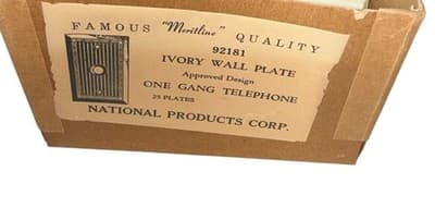 5 Vintage National Meritline 92181 Ivory 1-Gang Telephone Wall Plate NOS - Thumbnail 6