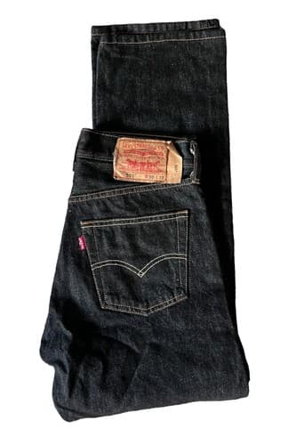 Levi's 501 Black Denim Jeans, Straight Leg, Button Fly, 30x32, Made in Mexico - Thumbnail 11