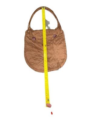 Boho Retro Quilted Lucite Bakelite Handles Purse Satchel Tote Bag Vintage - Thumbnail 5