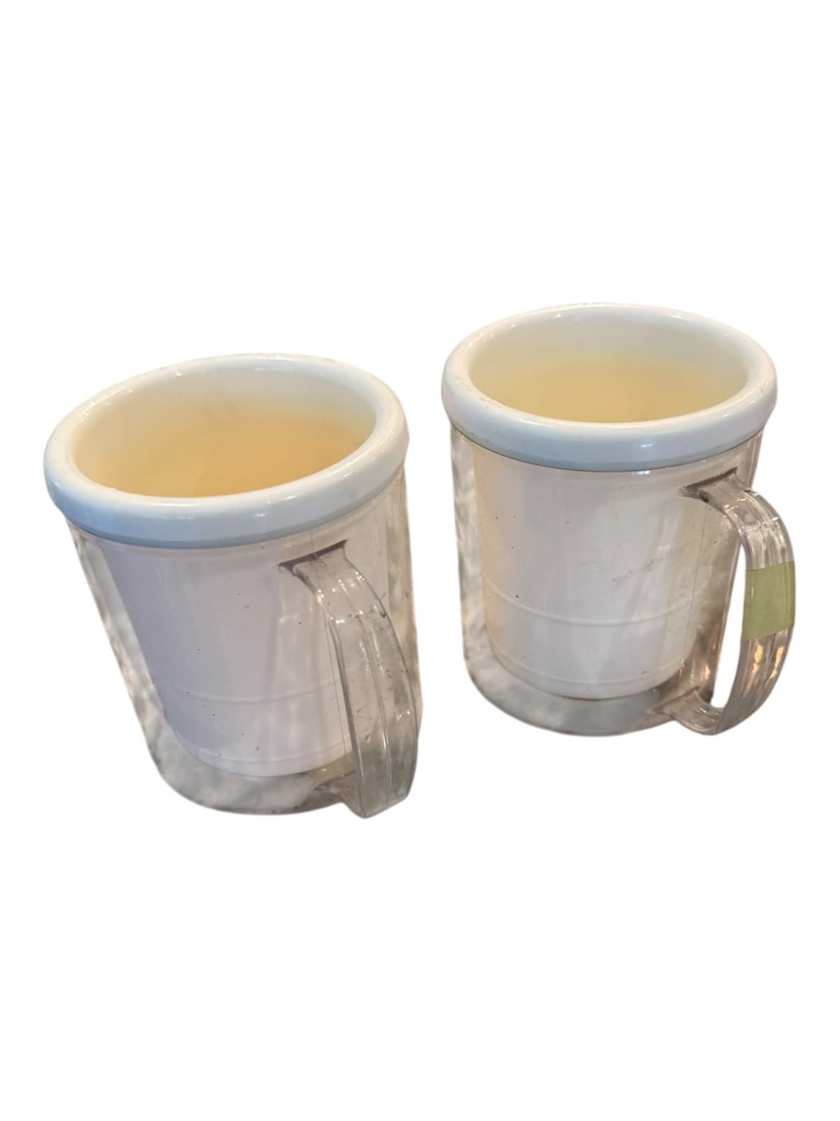 Lot of 2 Vintage Insulated Thermal Coffee Mugs Cups Set White DIY Art - Thumbnail 3