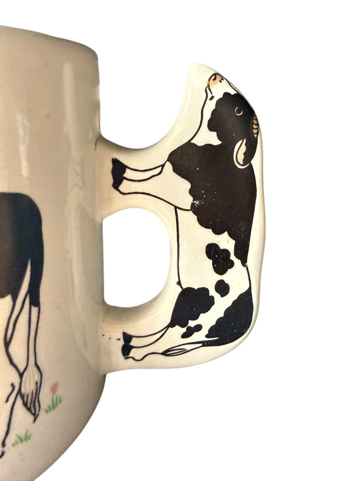 Vintage Cow Coffee Mug Ceramic with Figural Cow Handle White - Thumbnail 3