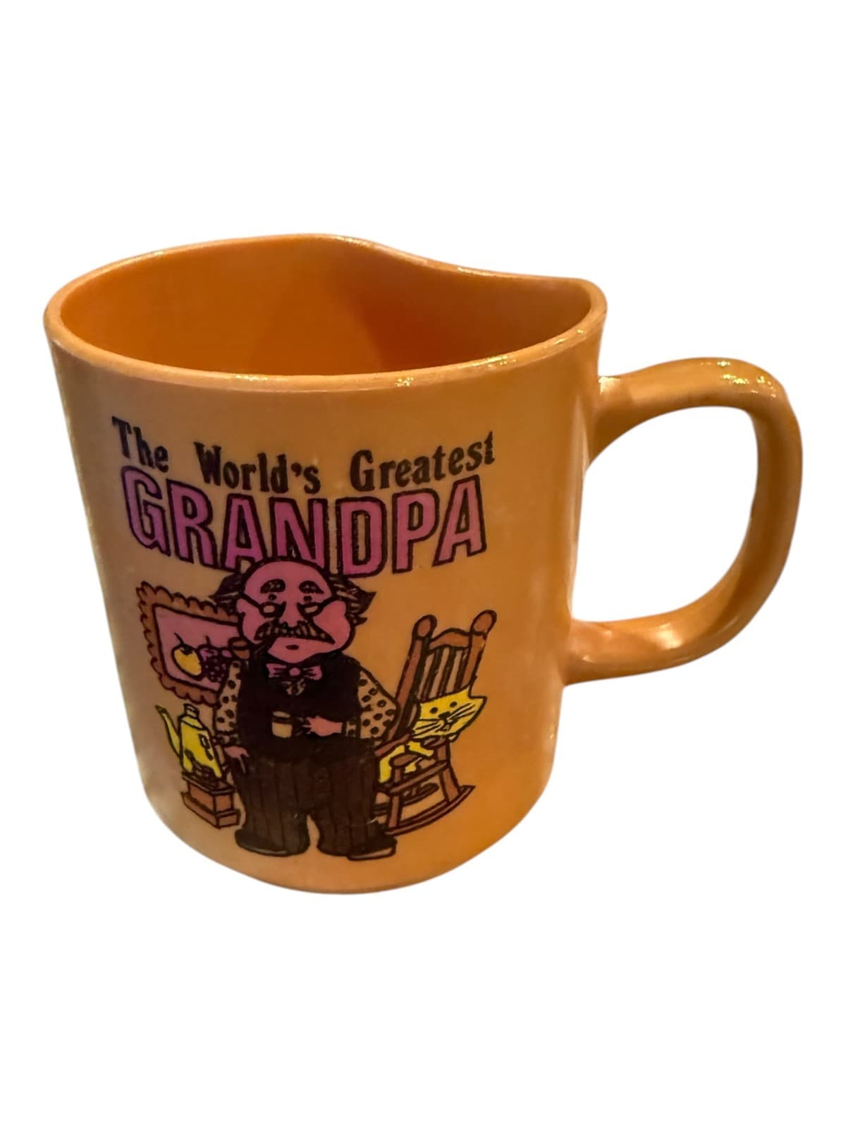 Vintage The World's Greatest GRANDPA Porcelain Orange Coffee Mug - Image 1