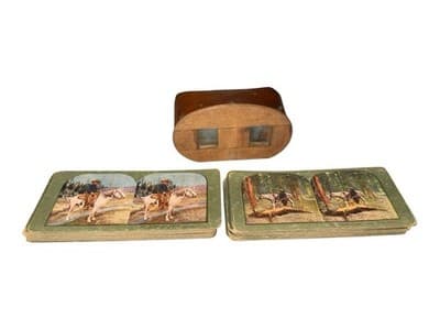 45 Antique 1890s T.W. Ingersoll Stereoview Cards And Wooden Viewer - Image 1