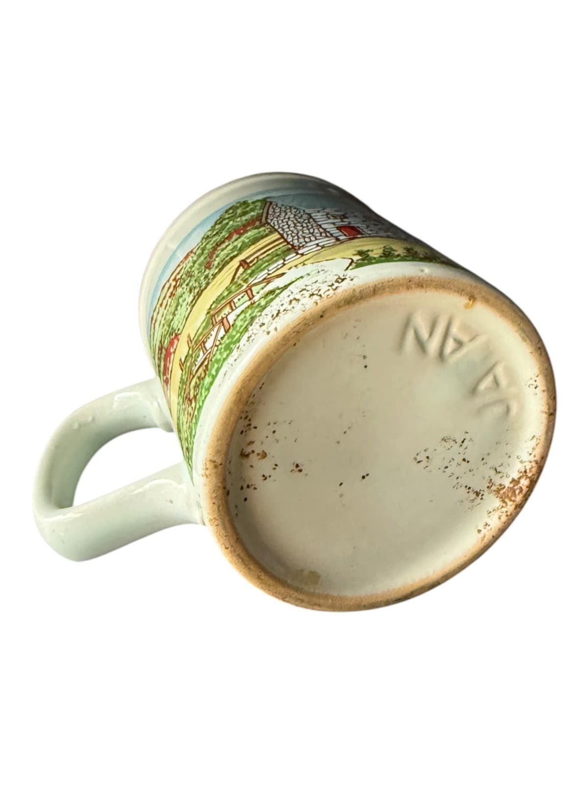 Vintage Stoneware Town Country Farm Coffee Mug White - Thumbnail 4