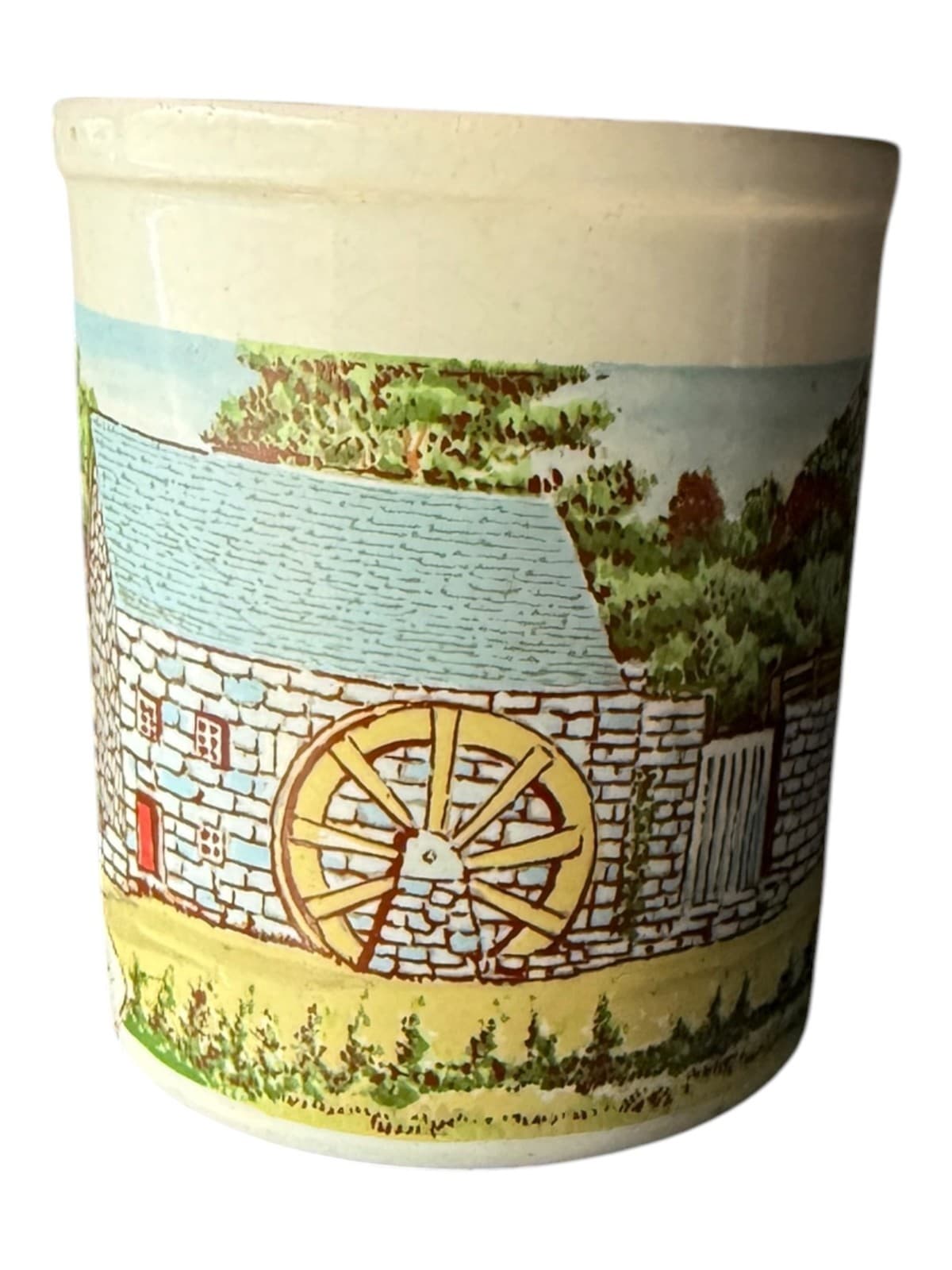 Vintage Stoneware Town Country Farm Coffee Mug White - Thumbnail 3