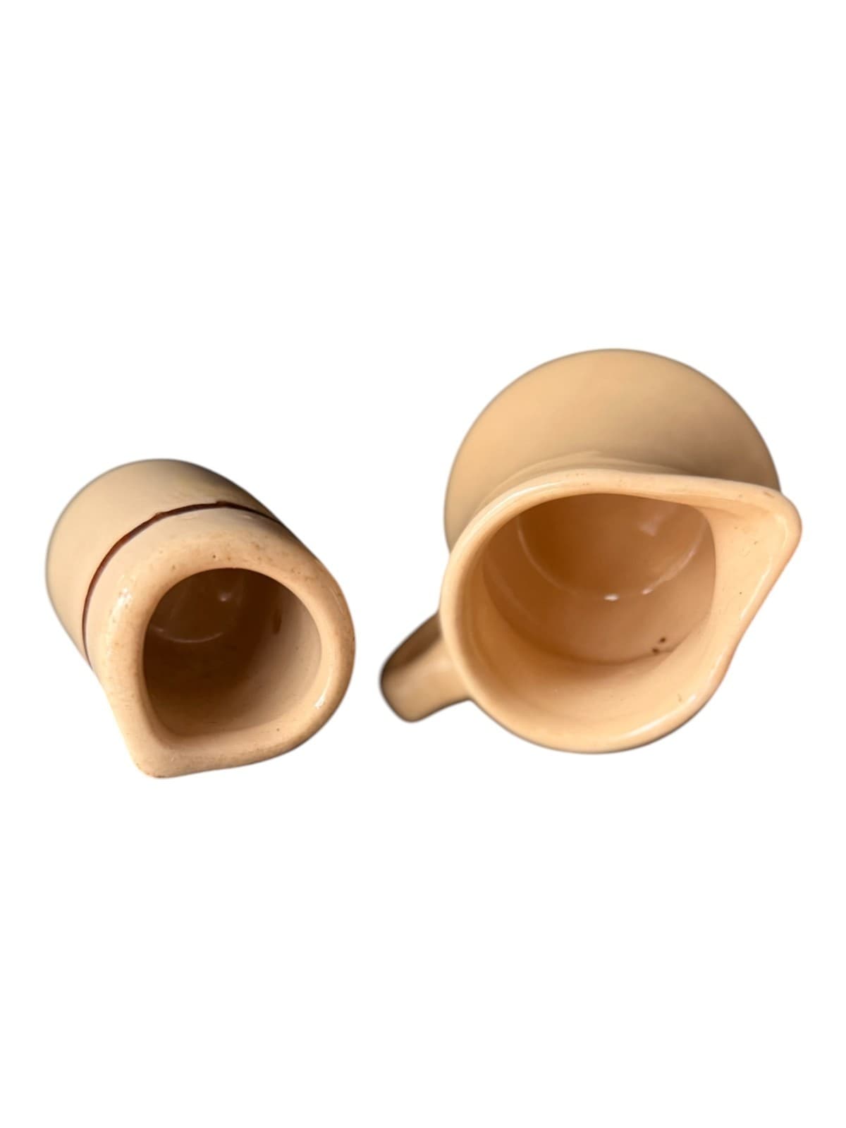 Vintage Homer Laughlin Restaurant Ware Creamer Pitcher Set Tan Beige - Thumbnail 3