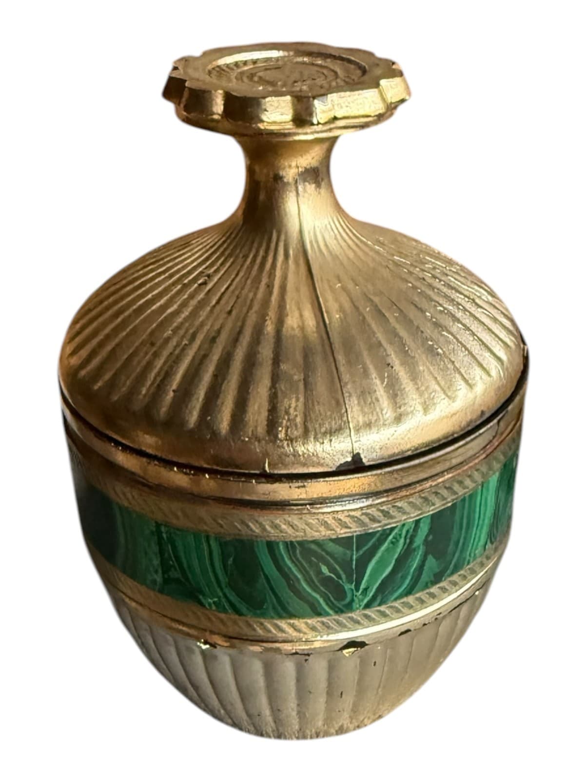Vintage Rare Avon Regence Candle Container Gold Green with Lid - Thumbnail 3