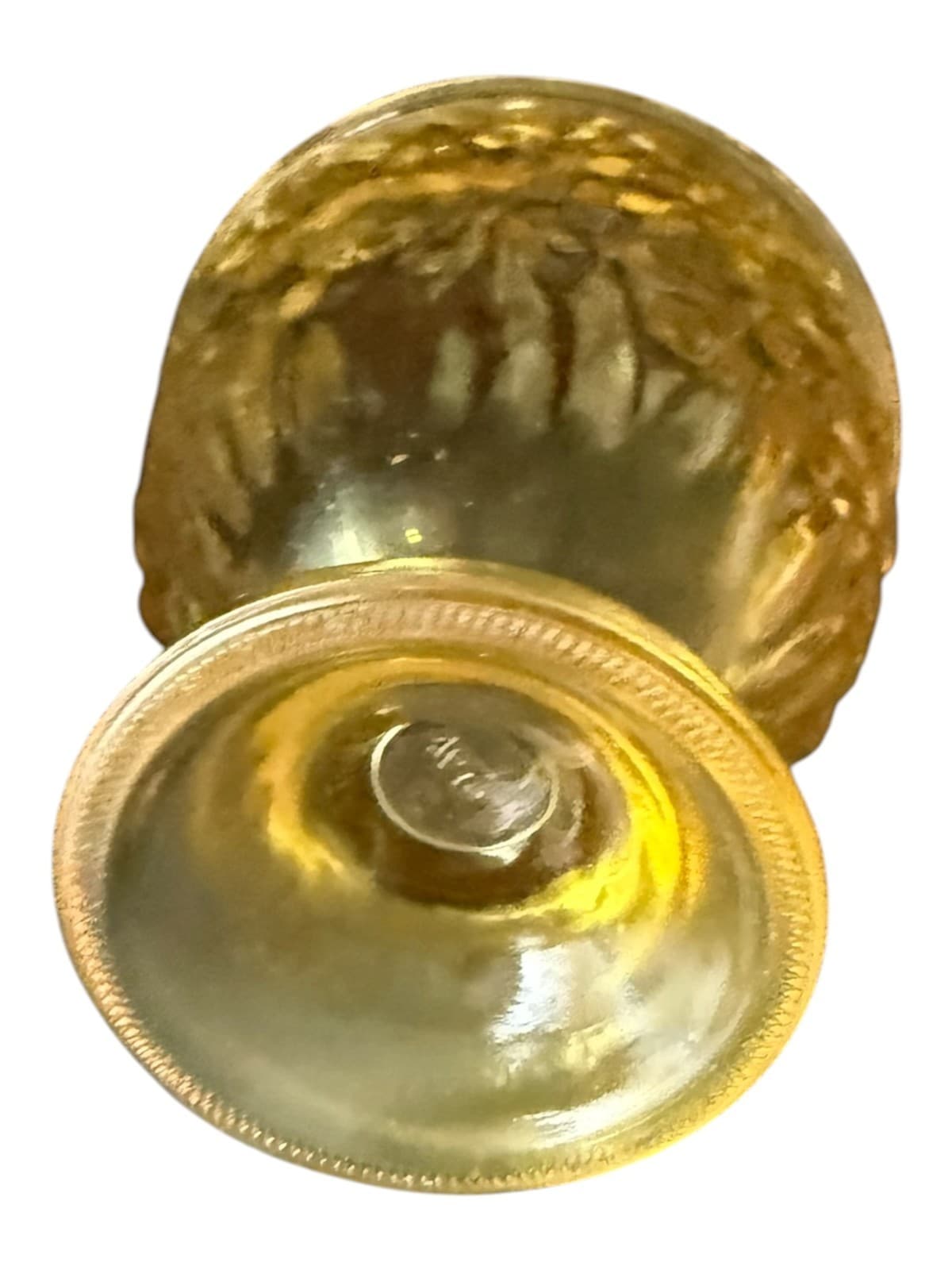 Vintage Avon Yellwo Amber Floral Glass Embossed Candy Dish - Thumbnail 4