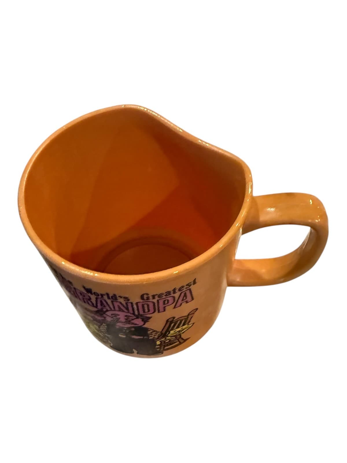 Vintage The World's Greatest GRANDPA Porcelain Orange Coffee Mug - Thumbnail 3