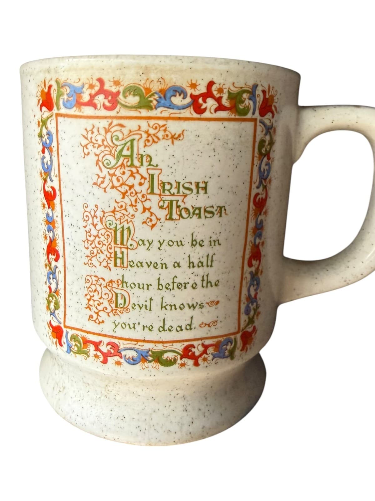 Vintage Ar Irish Toast Ceramic Coffee Mug Cup Heaven Half Hour Before Devil Know - Thumbnail 2