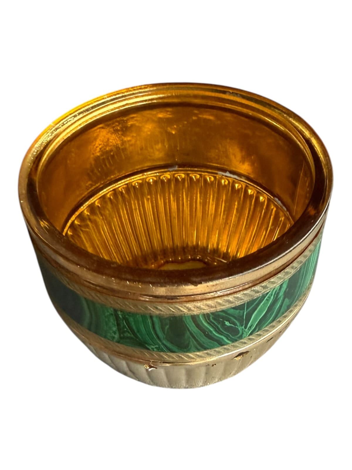 Vintage Rare Avon Regence Candle Container Gold Green with Lid - Thumbnail 5